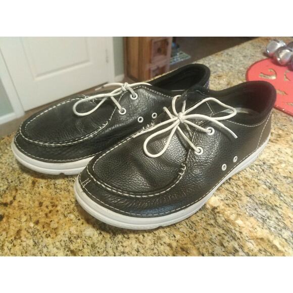 CROCS Cove Boat Shoes Loafers Size 10 Black Lace Up 11488 main image 6